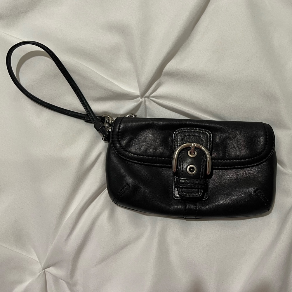 COPY - Leather Black Coach Wristlet